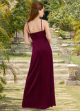 Katharine A-Line Velvet Floor-Length Junior Bridesmaid Dress Cabernet STKP0022870