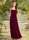 Katharine A-Line Velvet Floor-Length Junior Bridesmaid Dress Cabernet STKP0022870