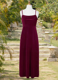 Katharine A-Line Velvet Floor-Length Junior Bridesmaid Dress Cabernet STKP0022870