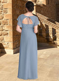 Danielle A-Line Ruched Chiffon Floor-Length Junior Bridesmaid Dress dusty blue STKP0022872