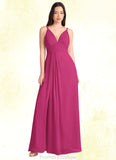 Sydney April Hot Pink V Neck Maxi Dress Atelier Dresses | Azazie STKP0022895