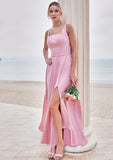 A-line Square Neckline Sleeveless Ankle-Length Stretch Satin Bridesmaid Dresses Jaylin STKP0025231