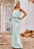 Sheath/Column Strapless Sleeveless Floor-Length Stretch Crepe Bridesmaid Dresses Joselyn STKP0025239