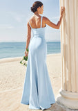 Trumpet/Mermaid Scoop Neck SleevelessFloor-Length Stretch Crepe Bridesmaid Dresses with Split Louisa STKP0025271