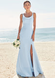 Trumpet/Mermaid Scoop Neck SleevelessFloor-Length Stretch Crepe Bridesmaid Dresses with Split Louisa STKP0025271