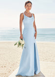 Trumpet/Mermaid Scoop Neck SleevelessFloor-Length Stretch Crepe Bridesmaid Dresses with Split Louisa STKP0025271