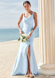 Trumpet/Mermaid Scoop Neck SleevelessFloor-Length Stretch Crepe Bridesmaid Dresses with Split Louisa STKP0025271