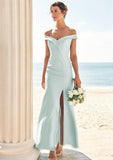 Trumpet/Mermaid Off-the-Shoulder Sleeveless Floor-Length Stretch Crepe Bridesmaid Dresses with Split Meg STKP0025274