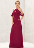 A-line Scalloped Neck Sleeveless Chiffon Long/Floor-Length Bridesmaid Dresses With Pockets Gloria STKP0025310