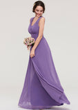 Sleeveless Scalloped Neck Chiffon Long/Floor-Length Bridesmaid Dresseses With Pleated Jaslyn STKP0025314