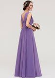 Sleeveless Scalloped Neck Chiffon Long/Floor-Length Bridesmaid Dresseses With Pleated Jaslyn STKP0025314