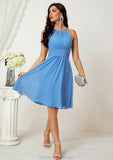 A-line Halter Sleeveless Knee-Length Chiffon Bridesmaid Dresses With Pleated    Ansley STKP0025324