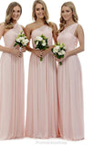 A-Line/Princess One-Shoulder Long/Floor-Length Chiffon Bridesmaid Dresses Joy STKP0025329