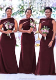 Sheath/Column Off-the-Shoulder Regular Straps Long/Floor-Length Elastic Satin Bridesmaid Dresses Cassie STKP0025337