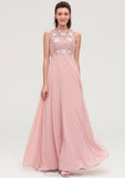 Sleeveless Chiffon A-line/Princess Long/Floor-Length Bridesmaid Dresseses With Sashes Appliqued Teagan STKP0025348