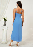 Sheath/Column Sweetheart Sleeveless Chiffon Asymmetrical Bridesmaid Dresses With Pleated Split Courtney STKP0025359