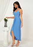 Sheath/Column Sweetheart Sleeveless Chiffon Asymmetrical Bridesmaid Dresses With Pleated Split Courtney STKP0025359