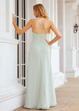 A-line Scoop Neck Sleeveless Long/Floor-Length Chiffon Bridesmaid Dresses With Pleated Pockets Maren STKP0025378