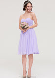 Sleeveless Sweetheart Chiffon Knee-Length A-line/Princess Bridesmaid Dresses With Pleated Flowers Kayla STKP0025413