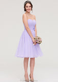 Sleeveless Sweetheart Chiffon Knee-Length A-line/Princess Bridesmaid Dresses With Pleated Flowers Kayla STKP0025413