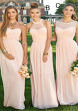 Sweetheart Sleeveless Long/Floor-Length A-Line/Princess Chiffon Bridesmaid Dresses Sophronia STKP0025418