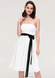 Strapless Sleeveless Knee-Length Chiffon A-line/Princess Bridesmaid Dresses With Pleated Sashes Sheila STKP0025436