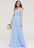 Sleeveless Sweetheart Long/Floor-Length Chiffon A-line/Princess Bridesmaid Dresses With Pleated Megan STKP0025437