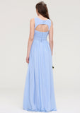 Sleeveless Sweetheart Long/Floor-Length Chiffon A-line/Princess Bridesmaid Dresses With Pleated Megan STKP0025437