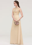 Sleeveless Halter Open Back Long/Floor-Length Sheath/Column Chiffon Bridesmaid Dresses With Pleated Lace Kaylah STKP0025451