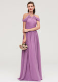 Scoop Neck Sleeveless Chiffon A-line/Princess Long/Floor-Length Bridesmaid Dresseses With Pleated Clara STKP0025461