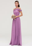 Scoop Neck Sleeveless Chiffon A-line/Princess Long/Floor-Length Bridesmaid Dresseses With Pleated Clara STKP0025461