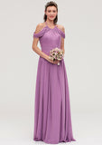 Scoop Neck Sleeveless Chiffon A-line/Princess Long/Floor-Length Bridesmaid Dresseses With Pleated Clara STKP0025461