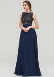 Sleeveless Bateau Long/Floor-Length  Chiffon A-line/Princess Bridesmaid Dresses With Sashes Lace Imani STKP0025471