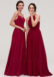 Sleeveless Sweetheart Long/Floor-Length Chiffon A-line/Princess Bridesmaid Dresseses With Split Pleated Lizeth STKP0025477