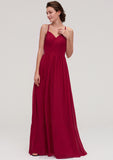 Sleeveless Sweetheart Long/Floor-Length Chiffon A-line/Princess Bridesmaid Dresseses With Split Pleated Lizeth STKP0025477