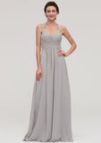 Sleeveless Sweetheart Long/Floor-Length Chiffon A-line/Princess Bridesmaid Dresseses With Pleated Beading Kaitlynn STKP0025478