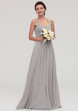 Sleeveless Sweetheart Long/Floor-Length Chiffon A-line/Princess Bridesmaid Dresseses With Pleated Beading Kaitlynn STKP0025478