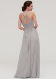 Sleeveless Sweetheart Long/Floor-Length Chiffon A-line/Princess Bridesmaid Dresseses With Pleated Beading Kaitlynn STKP0025478