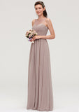 Sleeveless A-line/Princess Chiffon Long/Floor-Length Bridesmaid Dresseses With Pleated Mareli STKP0025479