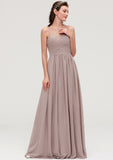 Sleeveless A-line/Princess Chiffon Long/Floor-Length Bridesmaid Dresseses With Pleated Mareli STKP0025479