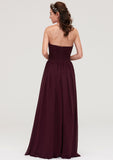 Sweetheart Sleeveless Long/Floor-Length Chiffon A-line/Princess Bridesmaid Dresses With Pleated Dayami STKP0025490