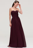 Sweetheart Sleeveless Long/Floor-Length Chiffon A-line/Princess Bridesmaid Dresses With Pleated Dayami STKP0025490