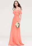 Sleeveless Sweetheart Long/Floor-Length Chiffon A-line/Princess Bridesmaid Dresses With Pleated Eleanor STKP0025492