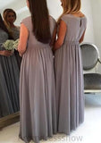 Bateau A-Line/Princess Long/Floor-Length Chiffon Bridesmaid Dresses With Appliqued Bethany STKP0025517