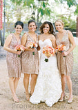 Sleeveless V Neck Knee-Length A-line/Princess Sequined Bridesmaid Dresses Itzel STKP0025527