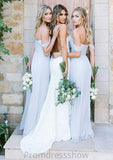 Off-The-Shoulder A-Line/Princess Long/Floor-Length Chiffon Bridesmaid Dresses With Pleated Michaela STKP0025534