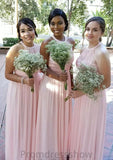 Sleeveless Scoop Neck Long/Floor-Length A-line/Princess Chiffon Bridesmaid Dresseses With Pleated Andrea STKP0025540