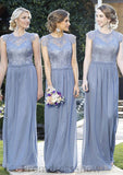 A-Line/Princess Sleeveless Scoop Neck Zipper Long/Floor-Length Chiffon Bridesmaid Dresses With Appliqued Serenity STKP0025547