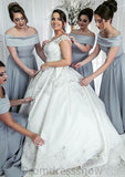 Off-The-Shoulder A-Line/Princess Long/Floor-Length Elastic Satin Bridesmaid Dresses Valerie STKP0025556