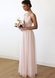 Spaghetti Straps Sleeveless V Neck Long/Floor-Length Chiffon Bridesmaid Dresses With Pleated Jenna STKP0025561